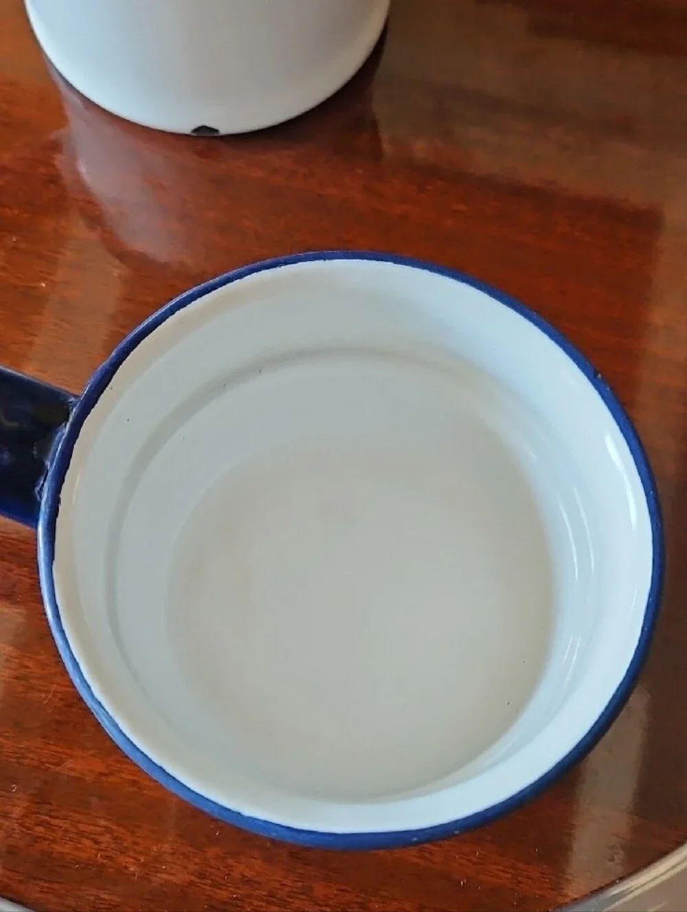 VTG 1940s White Enamelware 3-Piece Boiler Pot Cobalt Blue Trim